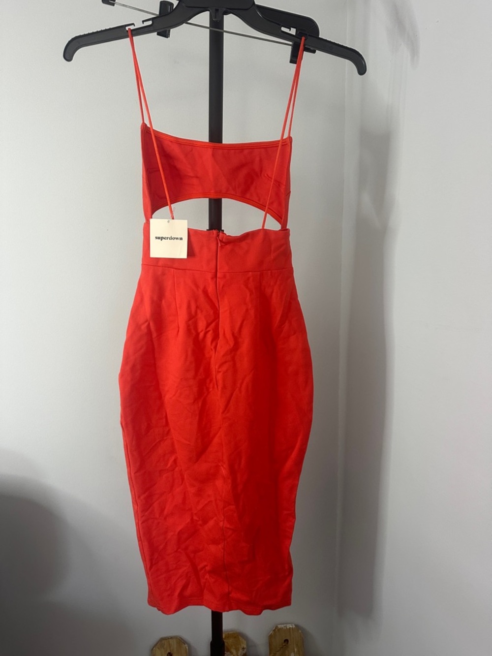 Red Cutout Midi Dress with Thigh Slit - Women - Picture 6 of 6